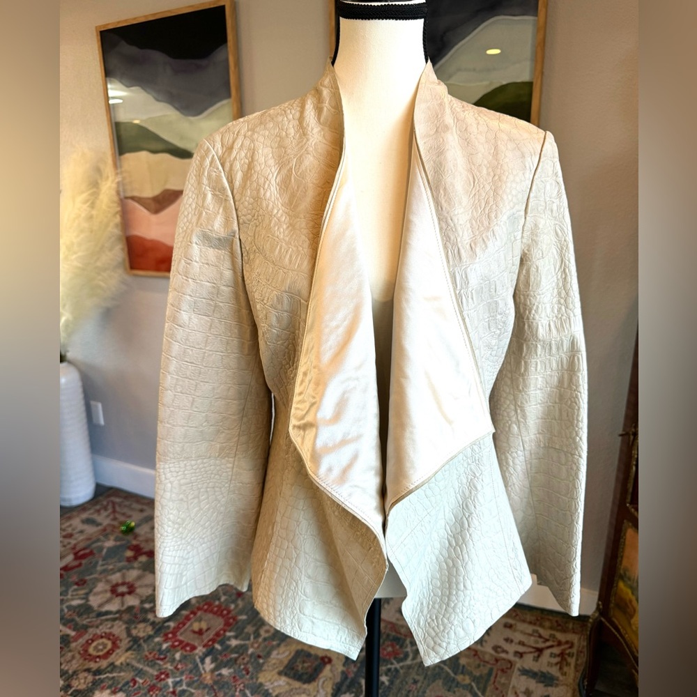 St. John Leather Croc Embossed Jacket